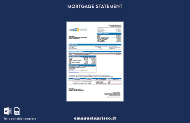 stile verificato Laos Lao China Bank estratto conto ipotecario Modello Word e mo